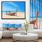 Designart - Tropical Beach with Boat - Seashore Photo Canvas Art Print in Black Frame
